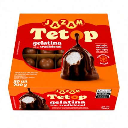 Doce Tetop Chocolate ao Leite Jazam Caixa com 50 Unidades Wafer Crocante Chocolandia