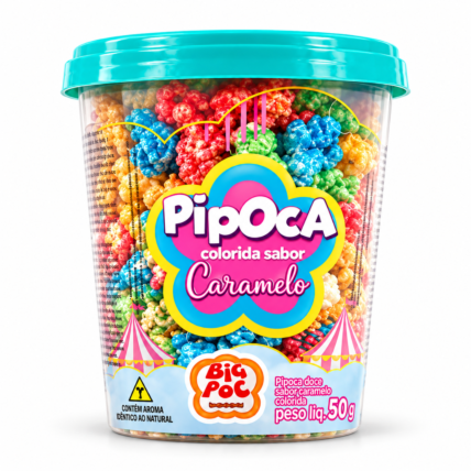Pipoca Doce Colorida Sabor Caramelo Big Poc Pote 50g Chocolândia