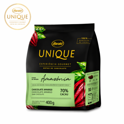 Chocolate em Gotas 70% Cacau Amazônia Unique Harald 400g para Confeitaria Premium Chocolandia