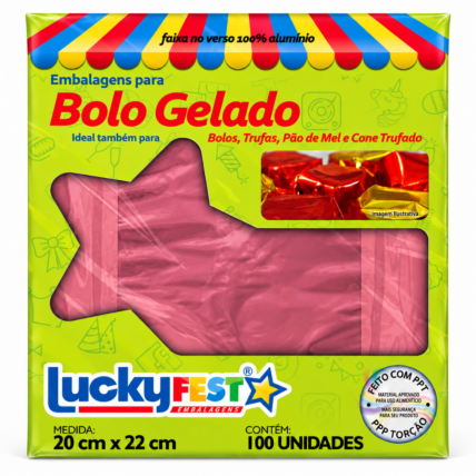 Embalagem para Bolo Gelado Rose Gold 20x22cm 100un Lucky Fest Chocolandia