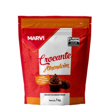 Crocante de Amendoim Marvi 1kg Granulado para Confeitaria Chocolandia
