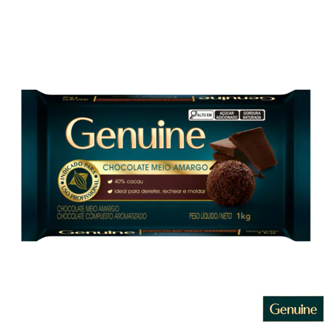 菓子 choco Chocolate Meio Amargo Genuine 1kg | Chocolândia