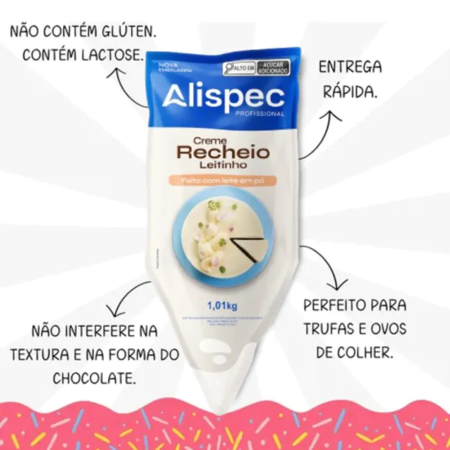 Creme Recheio Leitinho Alispec 1,01kg | Chocolândia