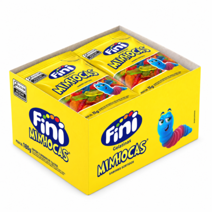 Bala de Gelatina Minhocas Brilho Fini 12x15g Display Chocolandia