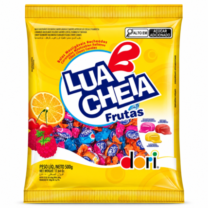 Bala Mastigável Recheada Lua Cheia Frutas Dori 500g Chocolandia