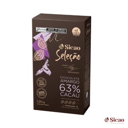 Chocolate em Gotas Amargo Seleção 63% Cacau Sicao 1,01kg para Confeitaria Profissional Chocolandia
