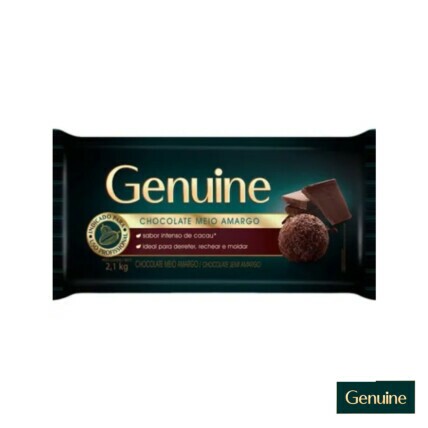 Chocolate em Barra Meio Amargo Genuine 2,1kg – Cobertura Nobre para Derreter, Molder e Confeitar com Alto Rendimento | Chocolândia