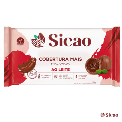 Cobertura Fracionada em Barra Ao Leite Mais Sicao 2,1kg para Confeitaria Chocolandia