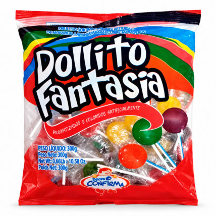 Pirulito Duro Sortido Fantasia Dollito Confirma 300g Chocolandia
