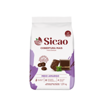 Cobertura Fracionada em Gotas Meio Amargo Mais Sicao 1,01kg