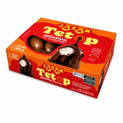 Doce Tetop Chocolate Ao Leite Jazam 168g Caixa com 12 Unidades Chocolandia