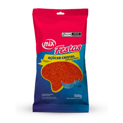 Açúcar Cristal Mix 500g Vermelho