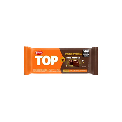 Cobertura de Chocolate Meio Amargo em Barra Top Harald 1,01kg