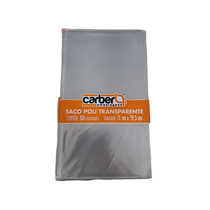 Saco Poli Transparente 11cmx19,5cm 50un Carber