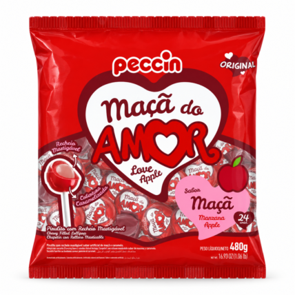 Pirulito Maçã do Amor Peccin 480g