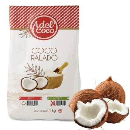 Coco Ralado Médio Desidratado Adel Coco 1 kg | Ideal para Confeitaria e Sobremesas