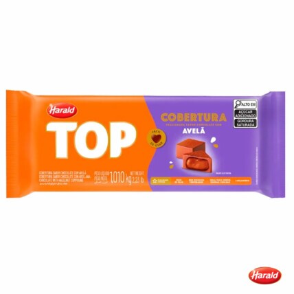 Cobertura de Chocolate Sabor Avelã em Barra Top Harald 1,01kg para Confeitaria Profissional Chocolândia