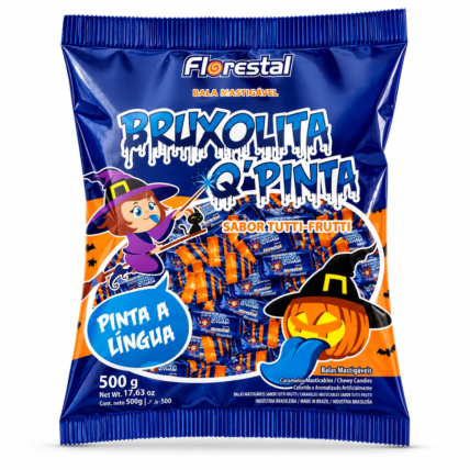 Bala Mastigável Bruxolita Q'Pinta Tutti-Frutti Florestal 500g Chocolandia