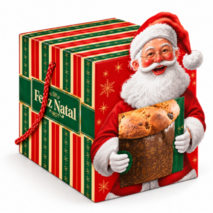 Embalagem Caixa com Visor e Alça para Mini Panetone Feliz Natal 10un Ideia Chocolandia