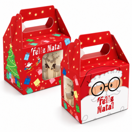 Embalagem Caixa Maleta para Caneca Natal Divertido 11,5x8,5x10cm 10un Ideia Chocolandia