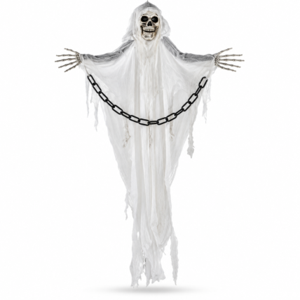 Caveira com Corrente Halloween Silver com Luz LED 95cm C/1 Un Chocolandia