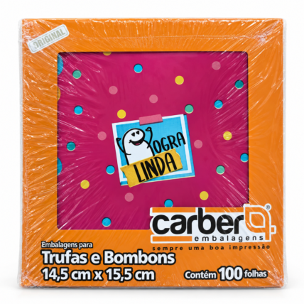 Embalagem para Trufa Flork Sortida Carber 14,5x15,5cm 100 Unidades Chocolandia