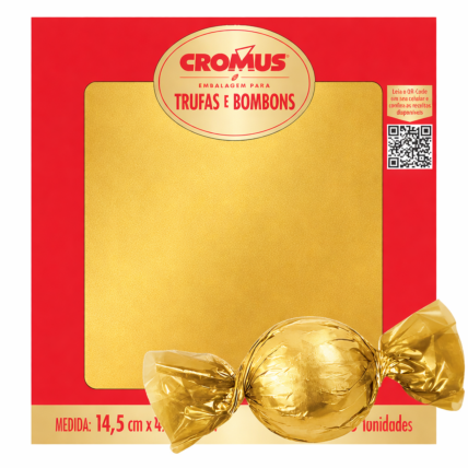 Embalagem para Trufa Amarela Cromus 14,5x15,5cm 100 Unidades para Confeitaria Chocolandia