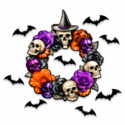 Guirlanda Decorativa de Porta Halloween Caveiras Regina Chocolandia