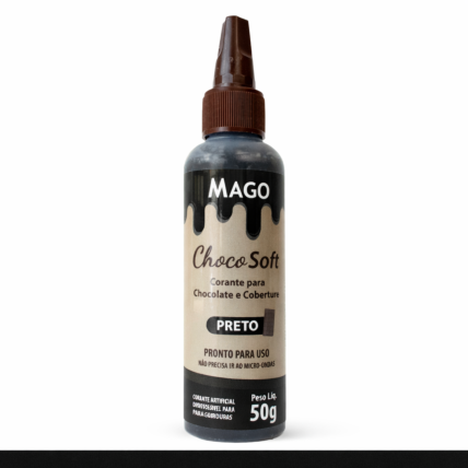 Corante para Chocolate Soft Preto Mago 50g Lipossolúvel para Confeitaria Profissional Chocolandia