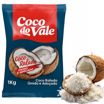 Coco Ralado Úmido Adoçado Coco do Vale 1kg | Ingrediente Tradicional para Confeitaria | Chocolândia
