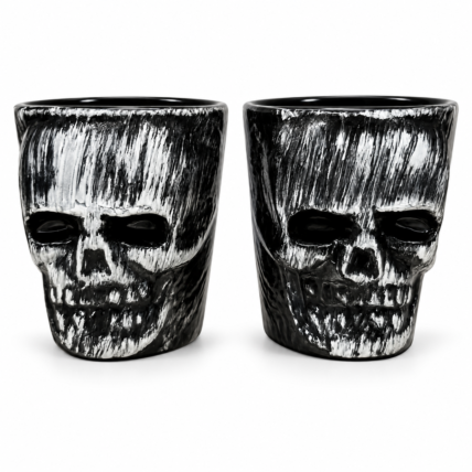 Kit Copo de Shot Caveira Halloween 55ml com 2 Unidades Silver Plastic Chocolandia