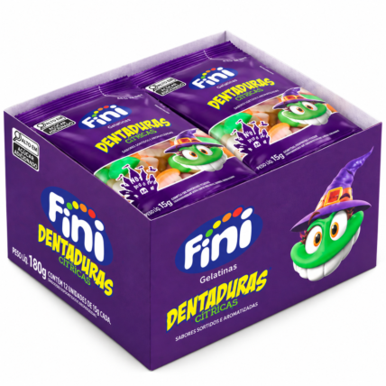 Bala de Gelatina Fini Dentaduras da Bruxa 12x15g Halloween Chocolandia