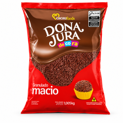 Granulado Macio Sabor Chocolate Dona Jura 1,005kg para Confeitaria Chocolandia