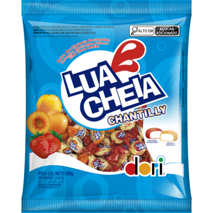 Bala Mastigável Recheada Lua Cheia Chantilly Dori 500g Chocolandia