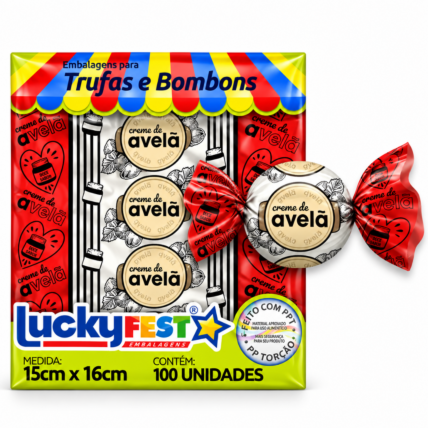 Embalagem para Trufas e Bombons Creme de Avelã 15x16cm 100un Lucky Fest Chocolandia