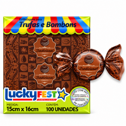 Embalagem para Trufa Tradicional 15x16cm 100un Lucky Fest Chocolandia