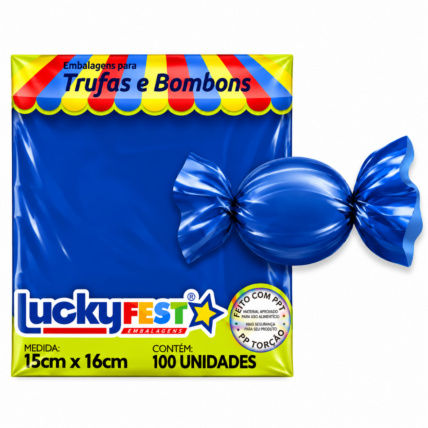 Embalagem para Trufa Lisa Azul-Escuro 15x16cm 100un Lucky Fest Chocolandia