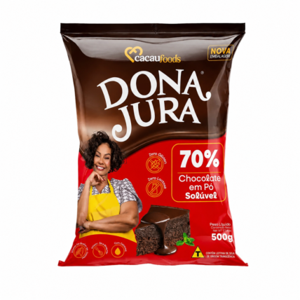 Chocolate em Pó 70% Cacau Dona Jura 500g para Confeitaria Chocolandia