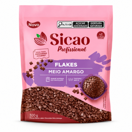 Granulado Flakes Meio Amargo Sicao Profissional 300g Chocolandia