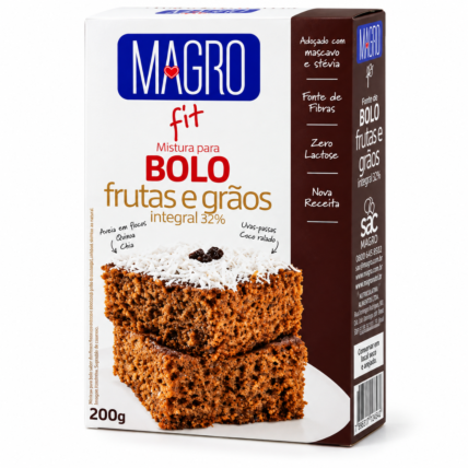 Mistura para Bolo Integral Frutas e Grãos Magro 200g Chocolandia