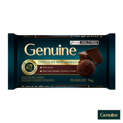 Chocolate em Barra Meio Amargo Genuine 1kg para Confeitaria Profissional – Sabor Intenso e Alta Performance Chocolandia