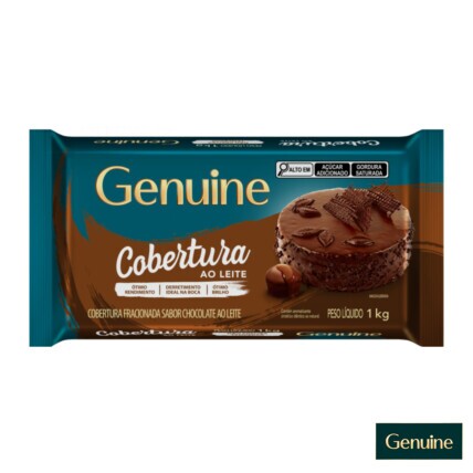 Cobertura Fracionada em Barra Ao Leite Genuine 1kg para Confeitaria Profissional – Alto Rendimento e Sabor Cremoso Chocolandia