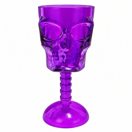 Taça Cálice Caveira Roxa Halloween 382ml Cromus 1un Chocolandia