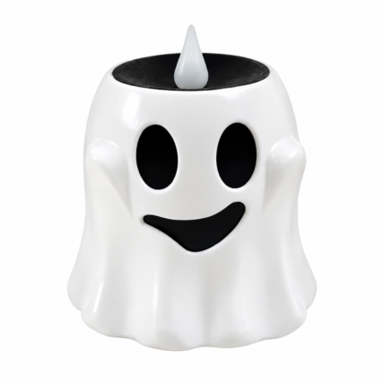 Vela Decorativa Fantasma com LED Halloween Cromus 1un Chocolandia