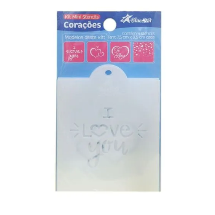 Kit Mini Stencils Corações Bluestar 4pc