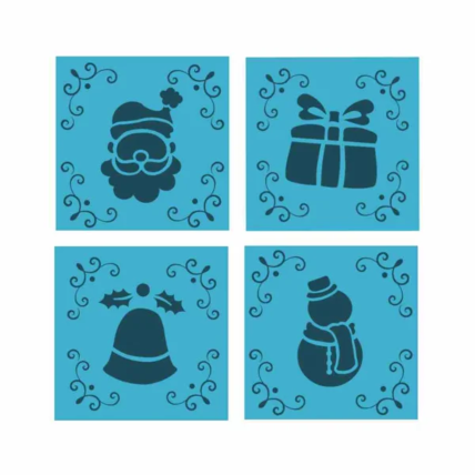 Kit Mini Stencils Natal 1 Bluestar 4pc