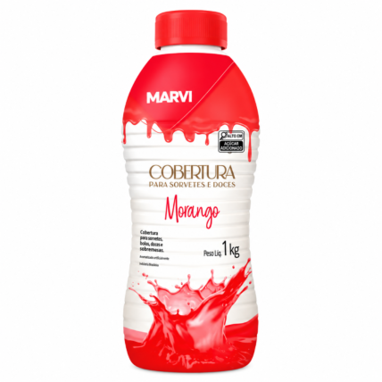Cobertura para Sorvete Sabor Morango Marvi 1,01kg para Sobremesas Chocolandia