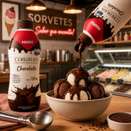 Cobertura para Sorvete Sabor Chocolate Marvi 1,01kg Chocolandia