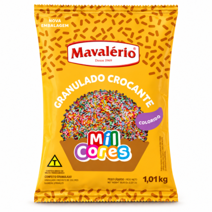 Granulado Crocante Colorido Mil Cores Mavalério 1,01kg para Confeitaria Chocolandia