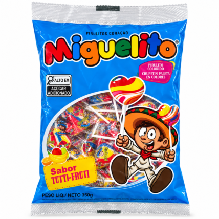Pirulito Coração Frutas Miguelito 350g